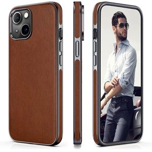 iPhone 14 (6.1”) Business Style PU Brown Leather Case